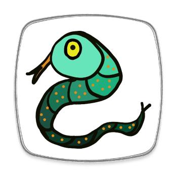 Enfants Serpent Reptile - Magnet carré - blanc - Devant