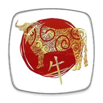 Ox Chinese Zodiac Horoscope - Square fridge magnet - white - Front