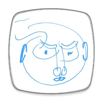 Gribouillis Portrait des Lignes Bleues - Magnet carré - blanc - Devant