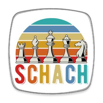 Schach -Schachfiguren - Viereckiger Kühlschrankmagnet - Weiß - Vorne