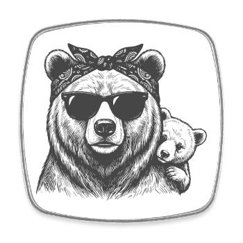 Mama Bear and Baby - Square fridge magnet - white - Front