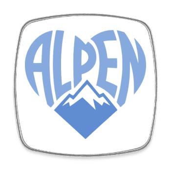 Alpenherz Mountain Badge - Square fridge magnet - white - Front