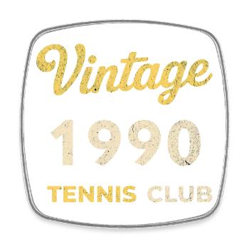 Vintage 1990's Tennis Club Retro Birthday Gift - Square fridge magnet - white - Front