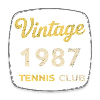 Vintage 1987 Tennis Club Retro Birthday Gift - Square fridge magnet - white - Front