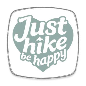 Just hike be happy Herz Typo - Viereckiger Kühlschrankmagnet - Weiß - Vorne