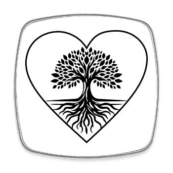 Tree of Life Heart Black - Symbol of Love & Power - Square fridge magnet - white - Front