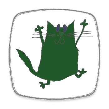 Chat Vert - Magnet carré - blanc - Devant