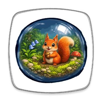 Fairytale squirrel in glass ball - Square fridge magnet - white - Front