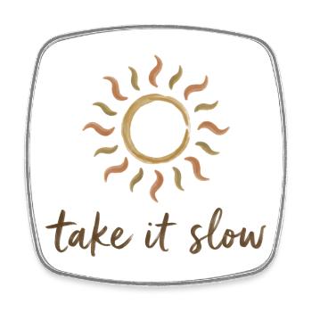 Take It Slow Sonnenlogo - Viereckiger Kühlschrankmagnet - Weiß - Vorne