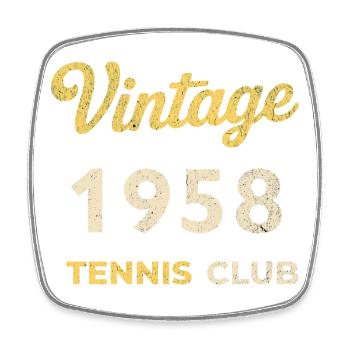 Cadeau d’anniversaire rétro vintage du club de tennis 1958 - Magnet carré - blanc - Devant