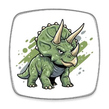 Grüner Triceratops-Doodle - Viereckiger Kühlschrankmagnet - Weiß - Vorne