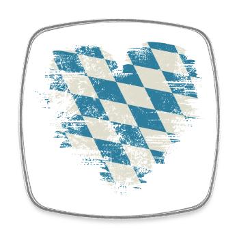Cœur rétro Bavière avec motif de losanges bleu-blanc - Magnet carré - blanc - Devant