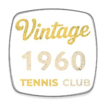 Cadeau d’anniversaire rétro vintage du club de tennis des années 1960 - Magnet carré - blanc - Devant