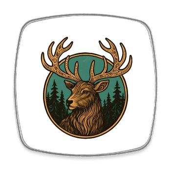 Emblème du cerf dans la forêt - Magnet carré - blanc - Devant
