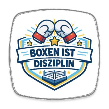 Kraftvoller Boxkampf Crest - Viereckiger Kühlschrankmagnet - Weiß - Vorne
