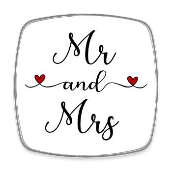 Mr and Mrs - Viereckiger Kühlschrankmagnet - Weiß - Vorne