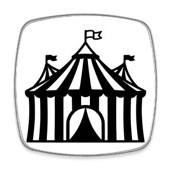 Zirkuszelt Manege Event Logo - Viereckiger Kühlschrankmagnet - Weiß - Vorne