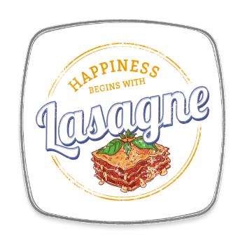 Plat de lasagne Vintage Italie Retro Pasta Design - Magnet carré - blanc - Devant