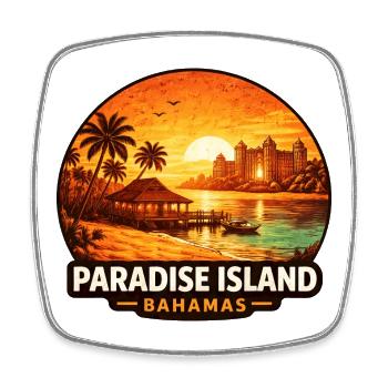 Paradise Island Bahamas Vacation Destination Sunset - Square fridge magnet - white - Front