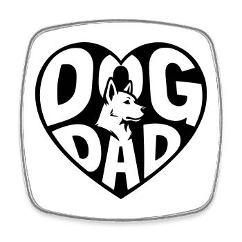 Dog Dad - Dog Dad Heart with Dog Silhouette - Square fridge magnet - white - Front