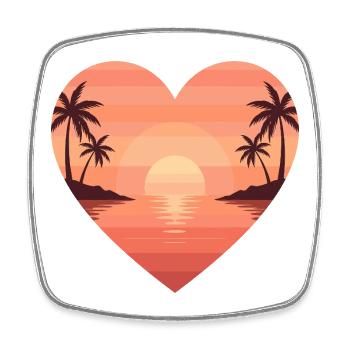 Herz-Sonnenuntergang am Strand - Viereckiger Kühlschrankmagnet - Weiß - Vorne
