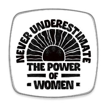 Never underestimate the power of women - black - Square fridge magnet - white - Front