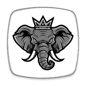 Elephant Head Crown - Square fridge magnet - white - Front