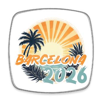 Barcelona 2026 - Viereckiger Kühlschrankmagnet - Weiß - Vorne
