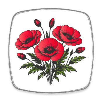 Mohnblüten Rot Floral Natur Design  - Viereckiger Kühlschrankmagnet - Weiß - Vorne