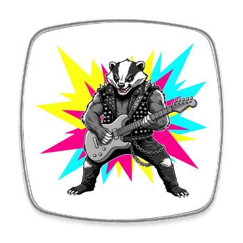 Heavy Metal Rocker Badger Guitar Rock Musique - Magnet carré - blanc - Devant