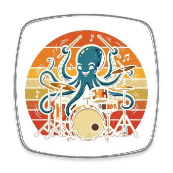 Octopus Batteur rythmique - Magnet carré - blanc - Devant
