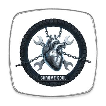 Motard Love Motor Crâne Cœur Rocker - Magnet carré - blanc - Devant