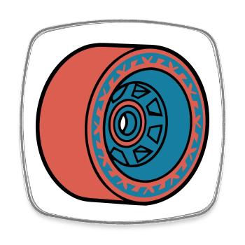 Skateboard Rolle Longboard - Viereckiger Kühlschrankmagnet - Weiß - Vorne