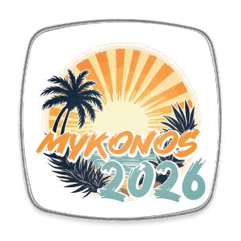 Mykonos 2026 - Viereckiger Kühlschrankmagnet - Weiß - Vorne