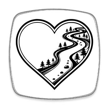 Customizable heart with forest, hiking trail - Square fridge magnet - white - Front