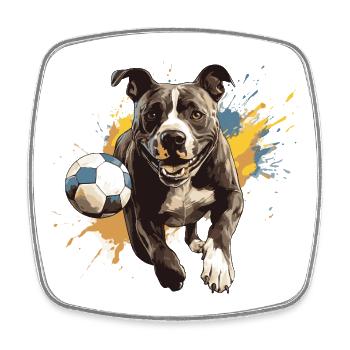 Staffordshire Bull Terrier Dog Football - Magnet carré - blanc - Devant