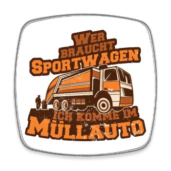 Müllauto Spruch - Viereckiger Kühlschrankmagnet - Weiß - Vorne