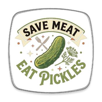 Sauver la viande Mange des cornichons Drôle Vegan - Magnet carré - blanc - Devant