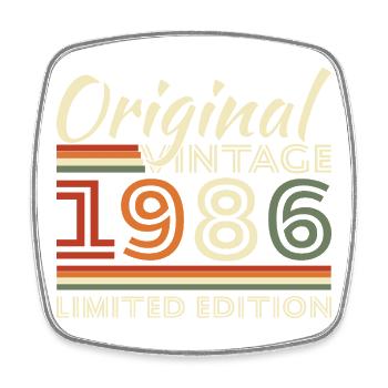 1986 Vintage Retro Geburtstagsgeschenk - Viereckiger Kühlschrankmagnet - Weiß - Vorne