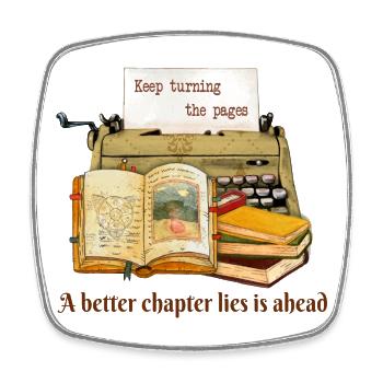 Keep Turning The Pages  - Square fridge magnet - white - Front