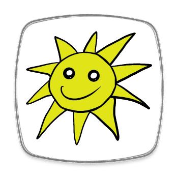 Les enfants du soleil de dessins animés souriants - Magnet carré - blanc - Devant