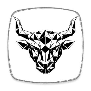 Geometric bull's head black and white, zodiac sign - Square fridge magnet - white - Front