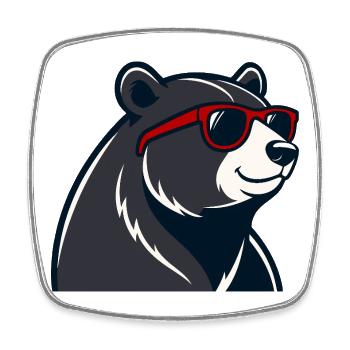 Bear Red Glasses Cartoon - Viereckiger Kühlschrankmagnet - Weiß - Vorne