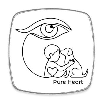 Guardian Eye – Art uniligne enfant et chien - Magnet carré - blanc - Devant