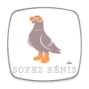Pigeon Soyez Bénis Orange - Magnet carré - blanc - Devant