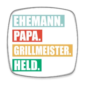 Papa Grillmeister Held Für Vatertag BBQ - Viereckiger Kühlschrankmagnet - Weiß - Vorne
