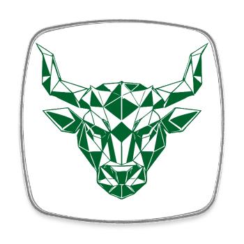 Geometric Bull Head Green Polygon - Square fridge magnet - white - Front