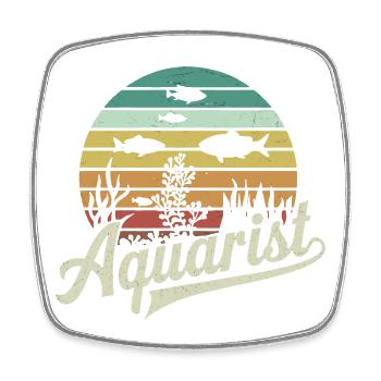 Aquarist Retro Aquarium Fish Aquatic - Square fridge magnet - white - Front