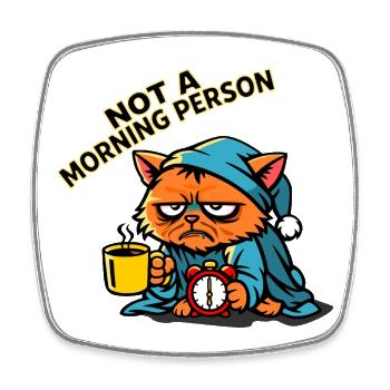 Cat grouch in dressing gown - Square fridge magnet - white - Front