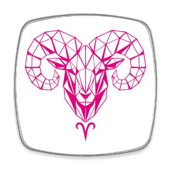 Geometrischer PinkWidder Kopf - Viereckiger Kühlschrankmagnet - Weiß - Vorne